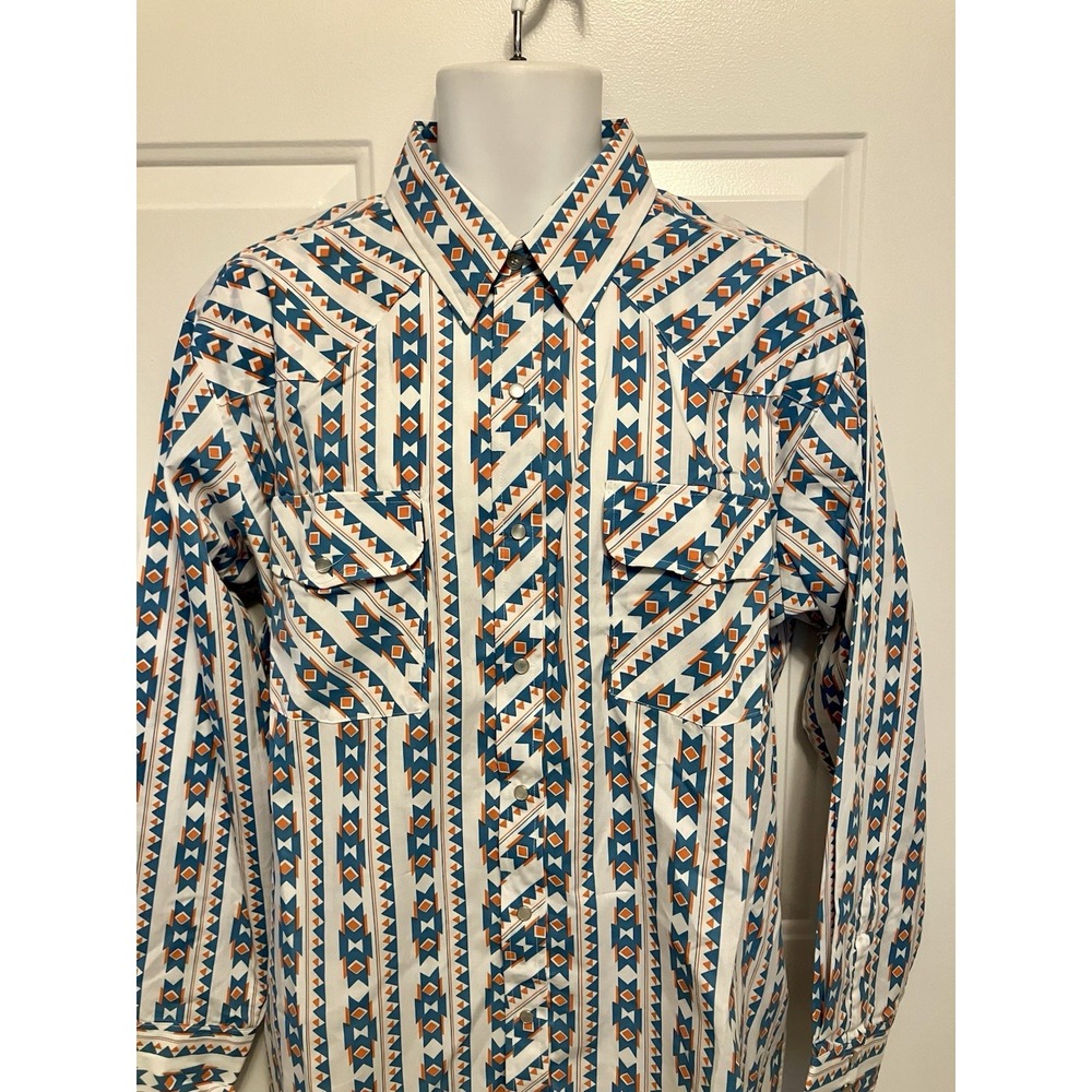 Diamond Ranchwear NEW Men’s Pearl Snap Western Rockabilly Shirt‎ White XL 17.5